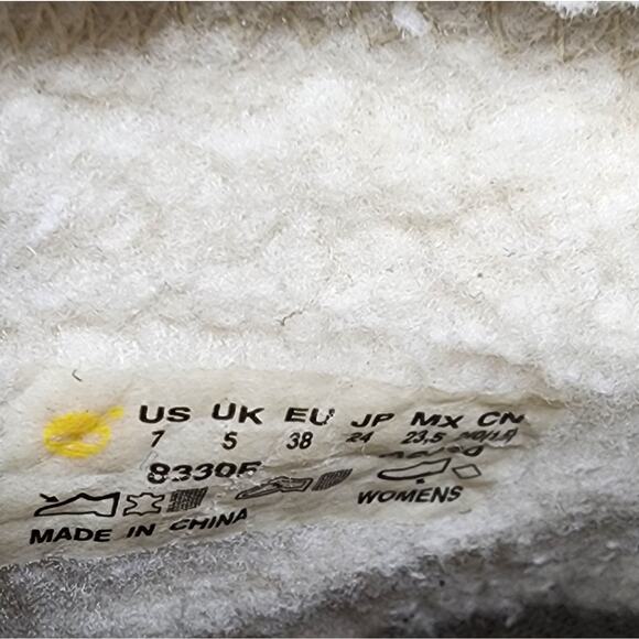 Timberland Teddy Fleece Fold Down Boots Women 7 Taupe Leather Waterproof Lace-up - Picture 14 of 16